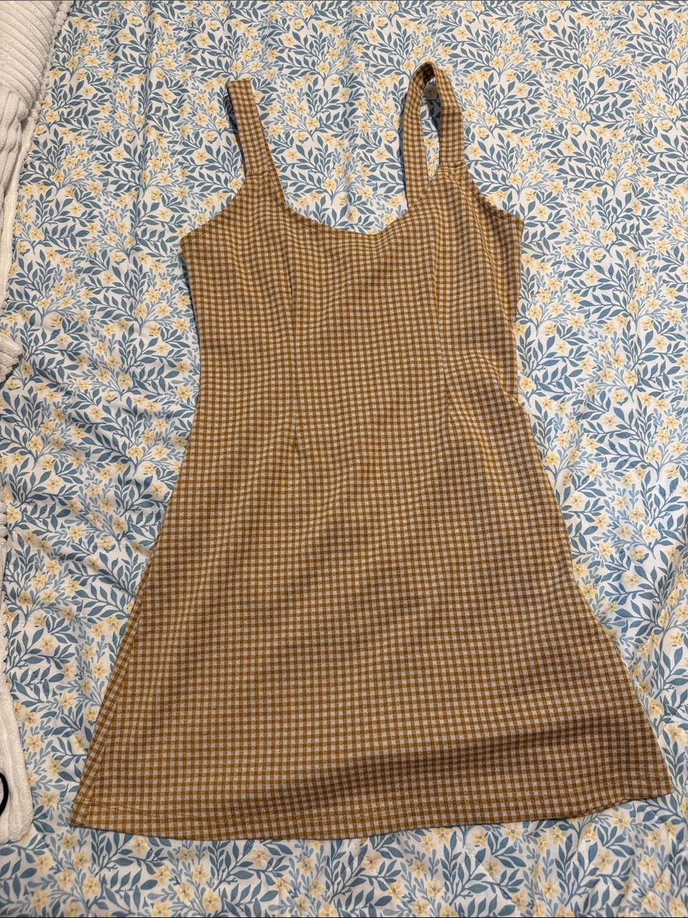 Forever 21 Mustard Yellow Gingham Mini Slip Dress